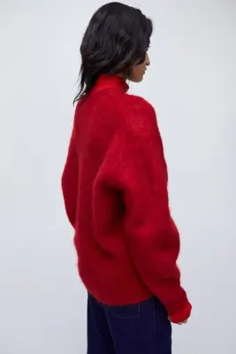 Pull en mohair mélangé - Rouge — photo 4