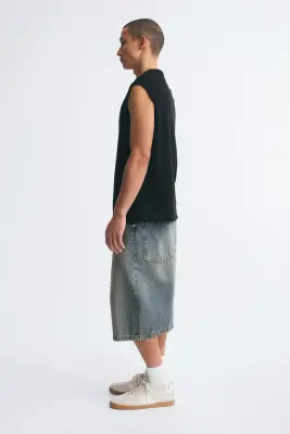 Short Baggy Barrel en denim - Bleu denim ancien — photo 4
