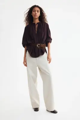 Blouse avec détail à nouer - Bordeaux — photo 2