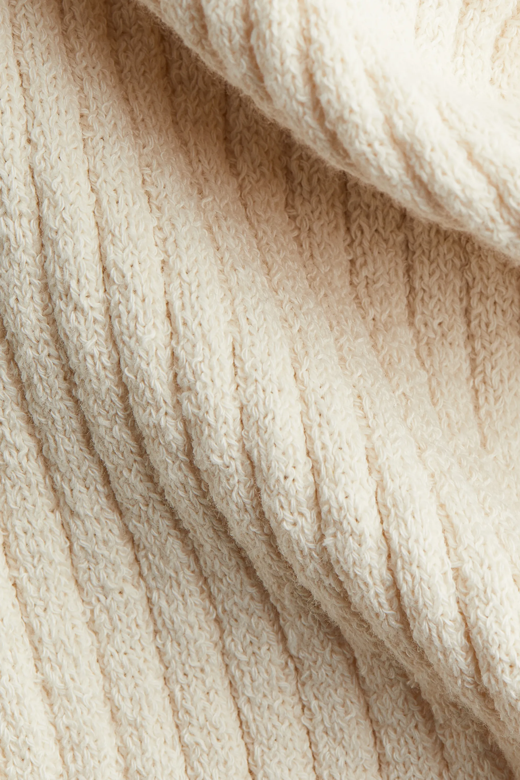 Pantalon évasé en maille côtelée - Crème