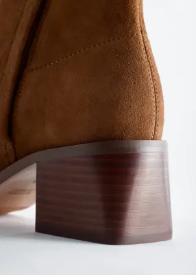 Bottines-chaussettes en cuir - Cognac — photo 4
