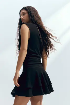 Robe froissée à étages - Noir — photo 2