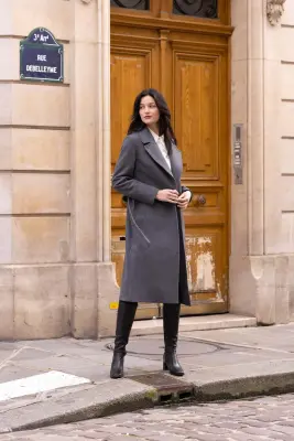 Giselle Wrap Coat - Grey — photo 4