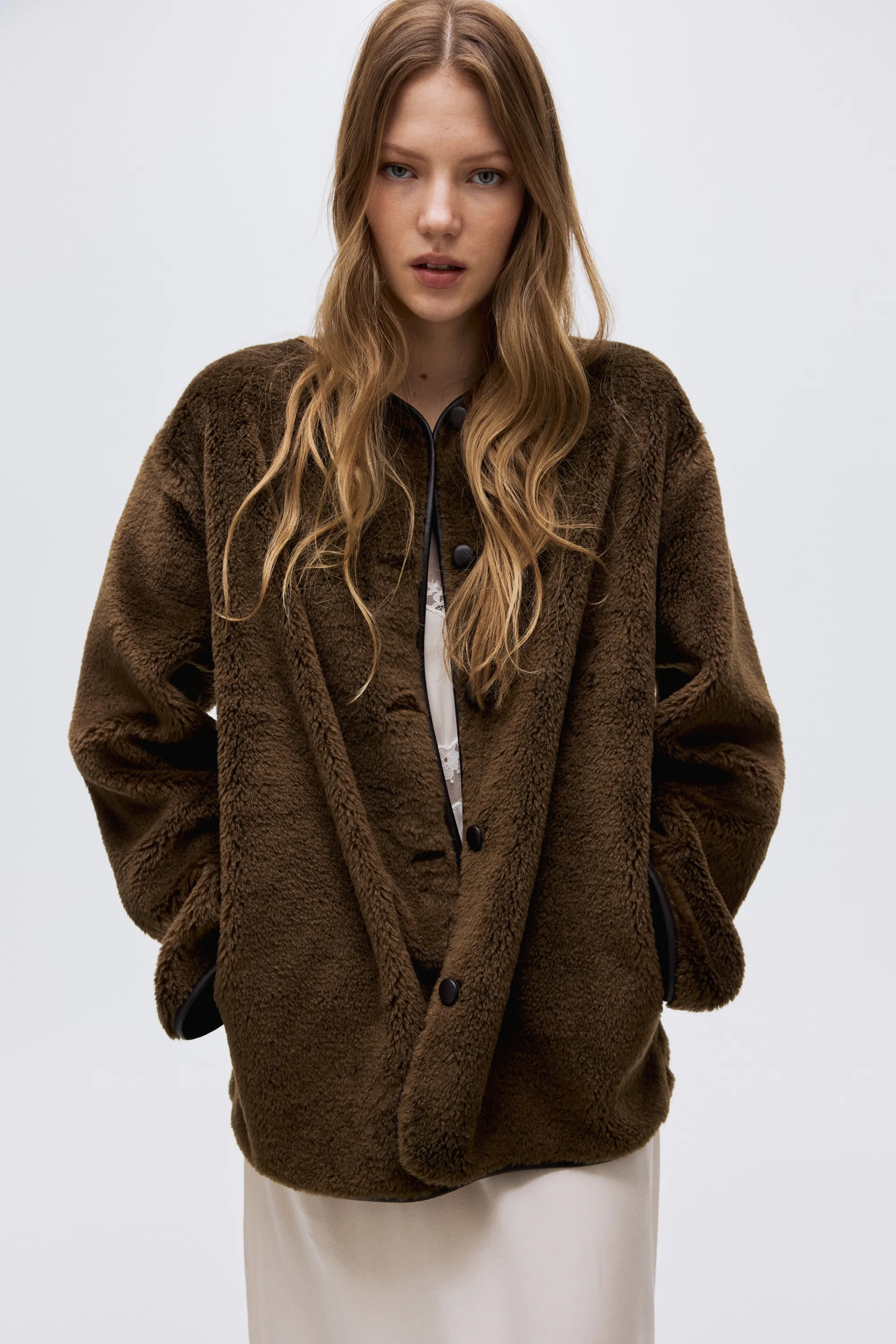 Veste en tissu Teddy bear - Vert kaki foncé
