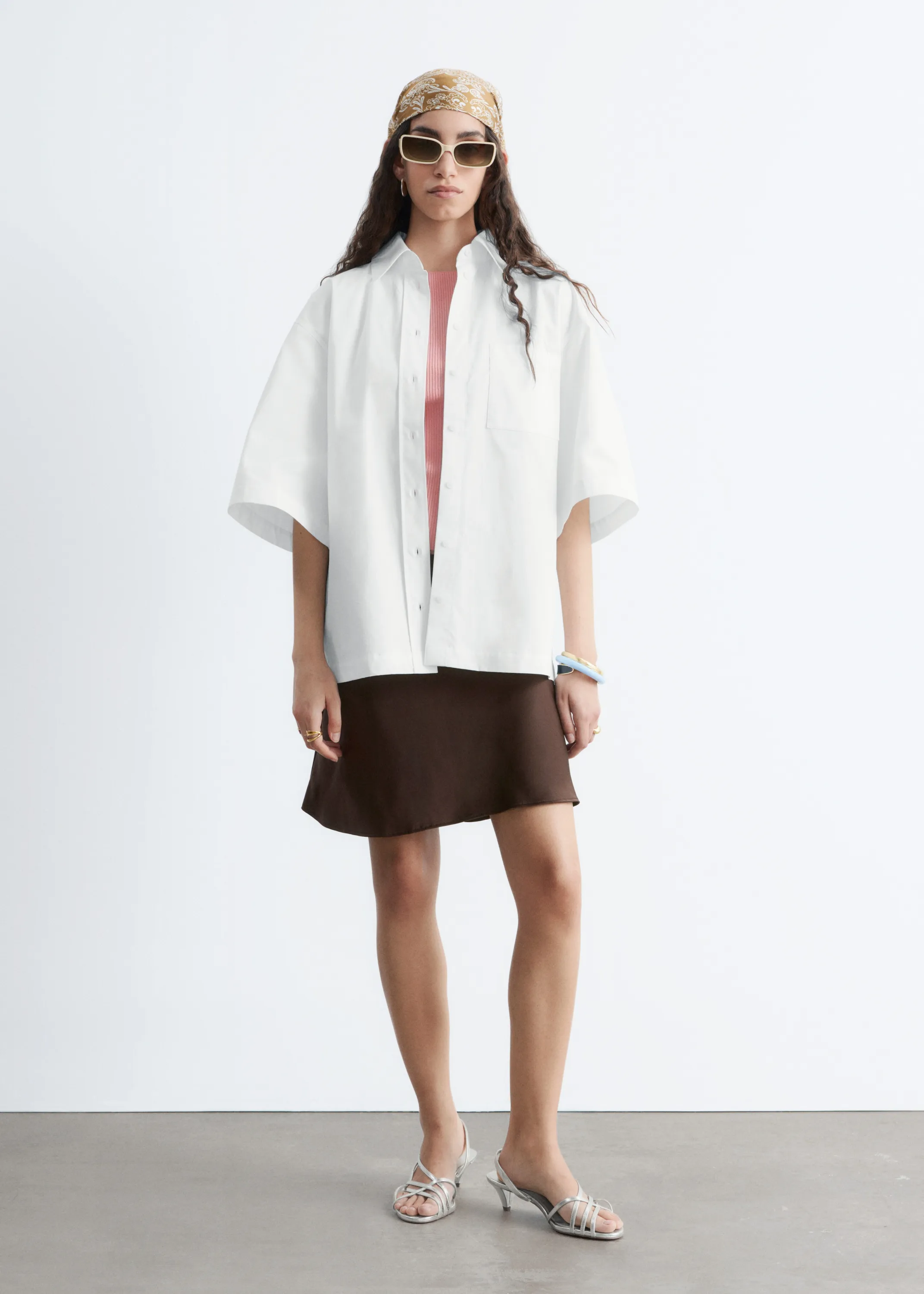 Chemise à manches courtes en coton - Blanc