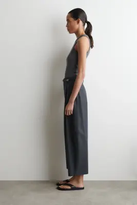 PANTALON DE TAILLEUR BARREL EN COTON - CHARBON — photo 2