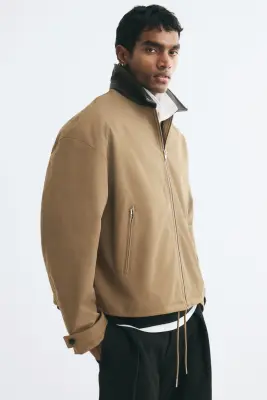 Veste-chemise en twill - Beige foncé/marron foncé — photo 3