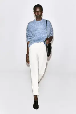 PULL EN PUR CACHEMIRE BROSSÉ BICOLORE - BLEU CHINÉ — photo 1