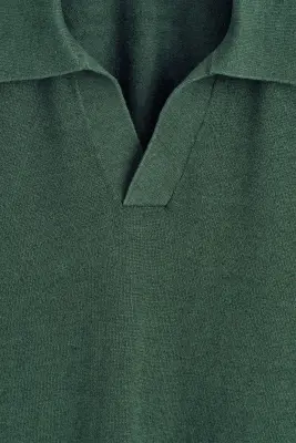 POLO EN MAILLE DE LIN - VERT FONCÉ — photo 5