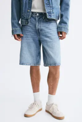 Short Relaxed en denim - Bleu denim — photo 1