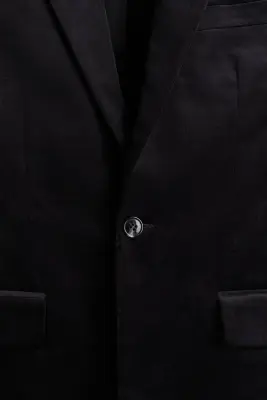 Veste Regular Fit à fermeture droite en velours - Noir — photo 1