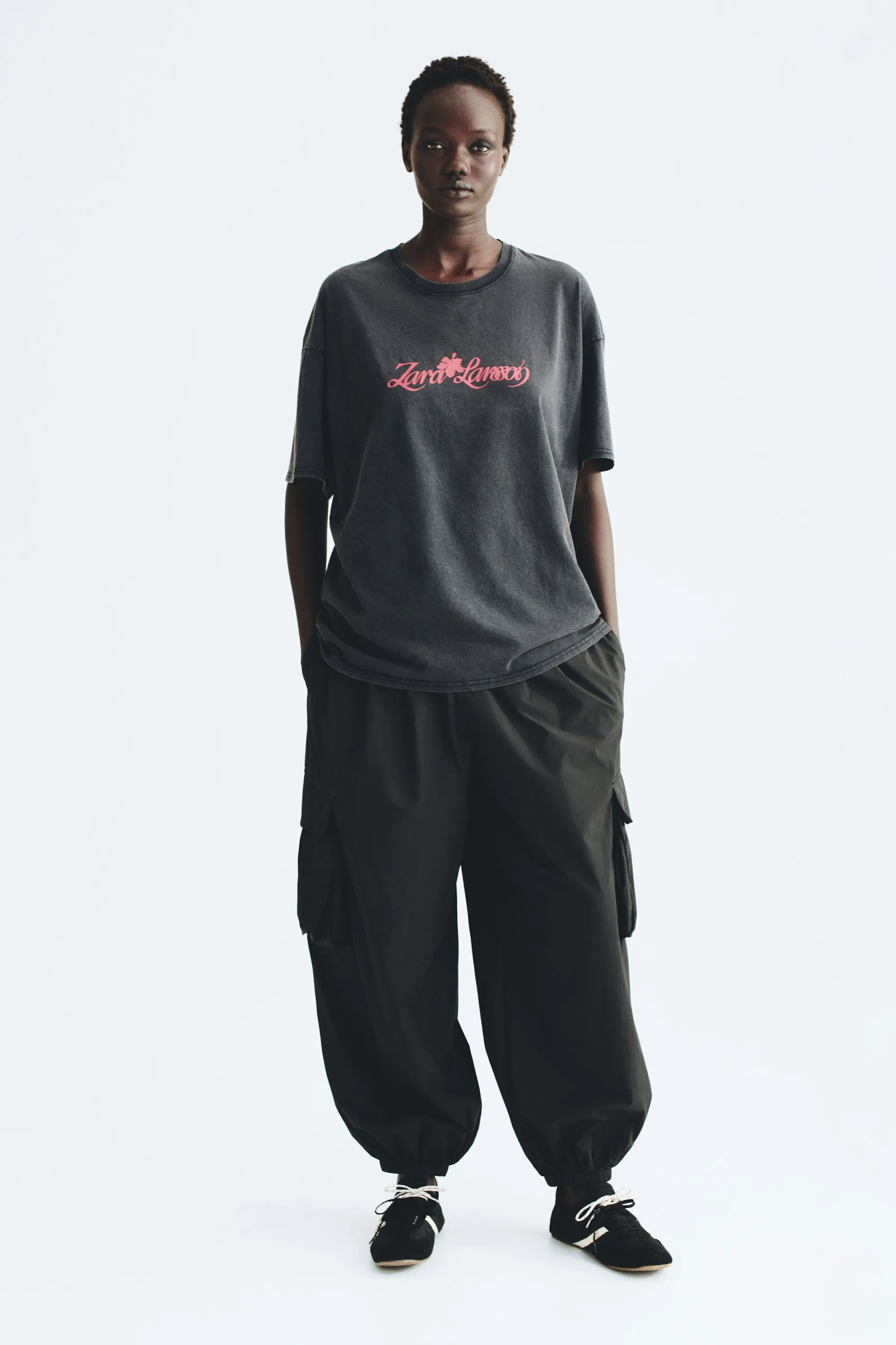 T-shirt oversize imprimé - Anthracite/Zara Larsson