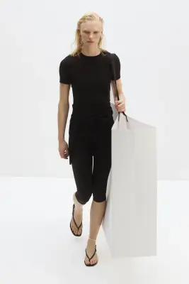 T-shirt côtelé Cooling Slim Fit - Noir — photo 2