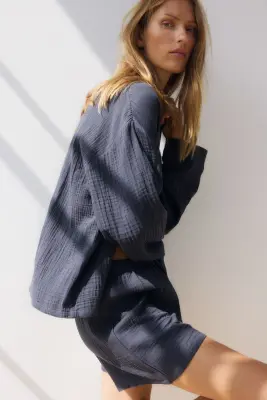 Chemise et short de pyjama - Gris foncé — photo 3