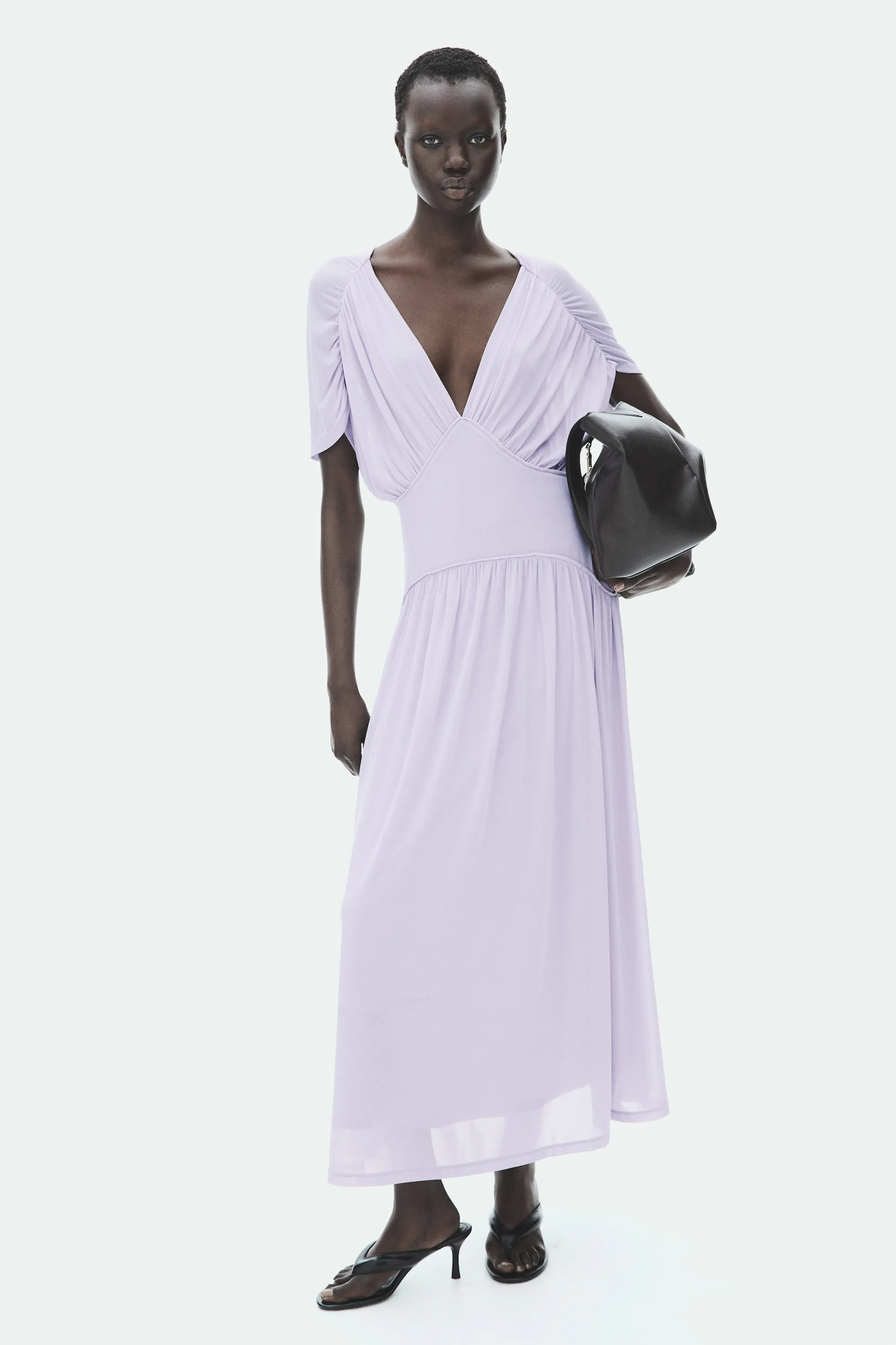 Robe midi en jersey vaporeux - Violet clair
