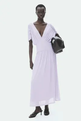 Robe midi en jersey vaporeux - Violet clair — photo 1