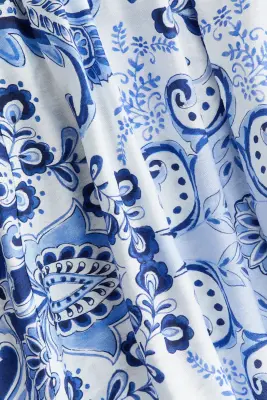 Robe tunique à manches ballon - Bleu/motif cachemire — photo 3
