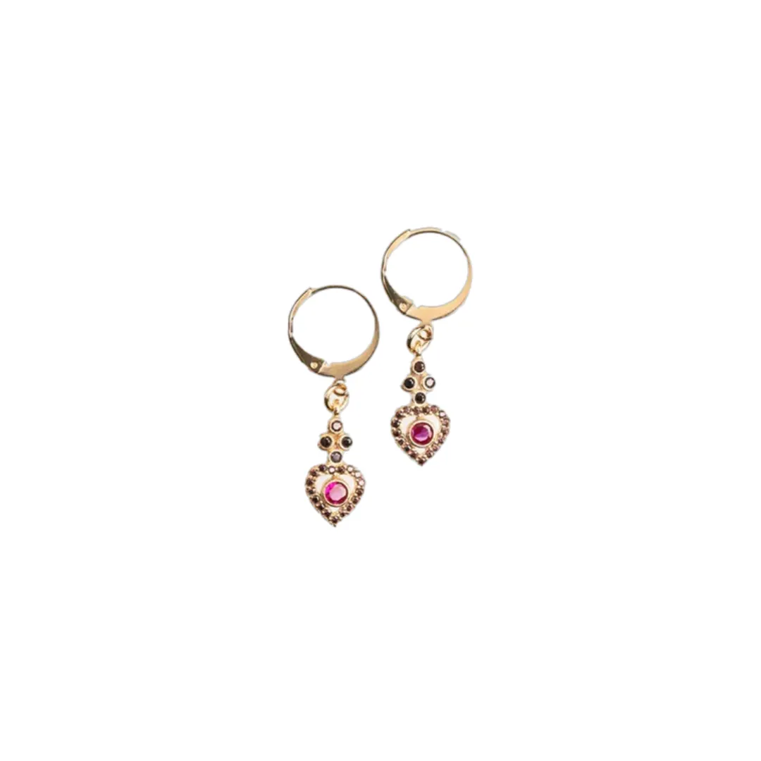 Boucles d'oreilles coeur rose - Virginie Berman