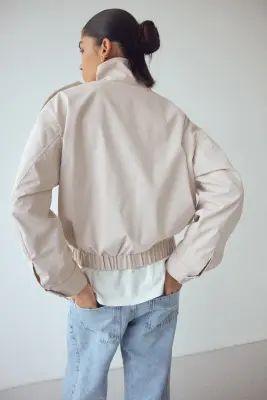 Veste oversize avec ceinture - Beige clair — photo 3