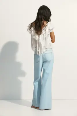 Wide High Waist Jeans - Bleu denim clair — photo 3