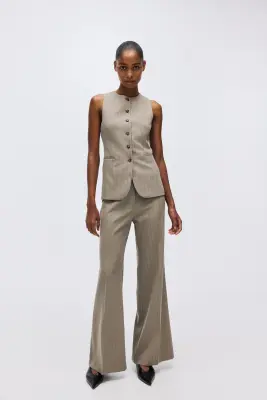 Long gilet sans manches - Grège/rayures tennis — photo 2