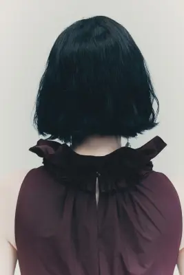 Robe à col volanté - Bordeaux — photo 3