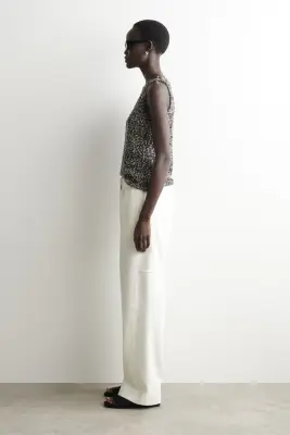 PANTALON LARGE EN DENIM À PANNEAUX - BLANC — photo 2