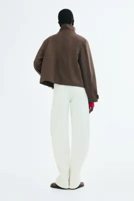 Veste courte avec col entonnoir - Taupe foncé — photo 4