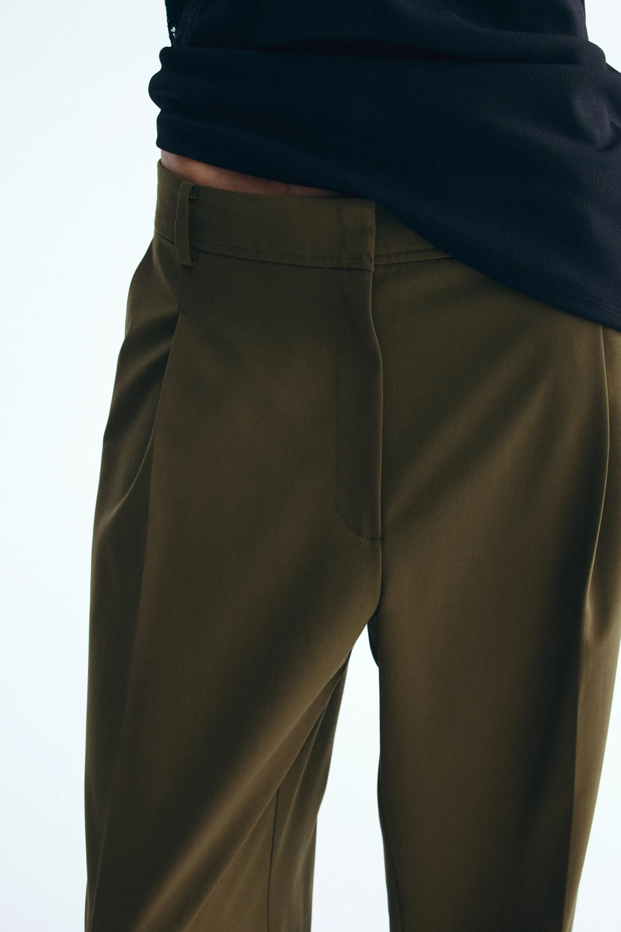Pantalon large - Vert kaki foncé