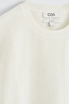 T-SHIRT EN MAILLE DE COTON GAUFRÉE - ÉCRU — photo 5