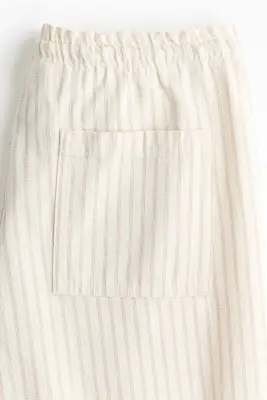 Pantalon en denim avec taille élastique - Beige clair/rayé — photo 4