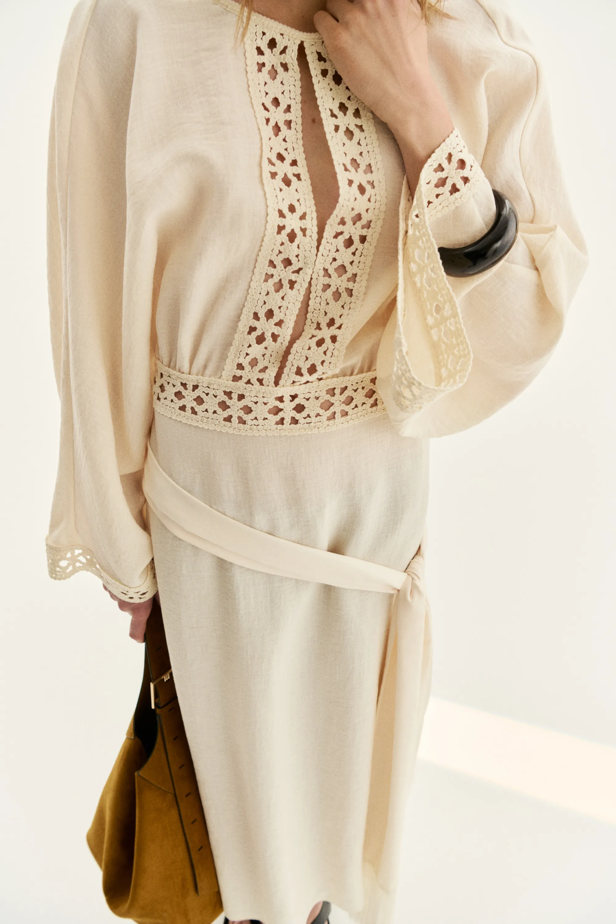 Robe tunique façon crochet - Beige clair
