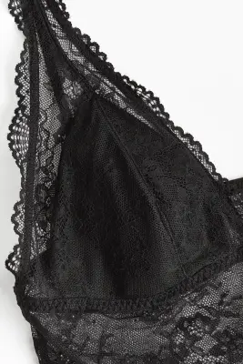 Body string paddé en dentelle - Noir — photo 5