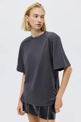 Top en modal mélangé - Gris foncé — photo 1