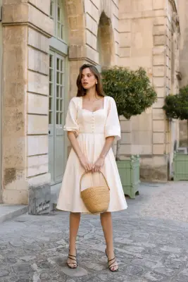 Bardetta Linen Dress - Cream — photo 3