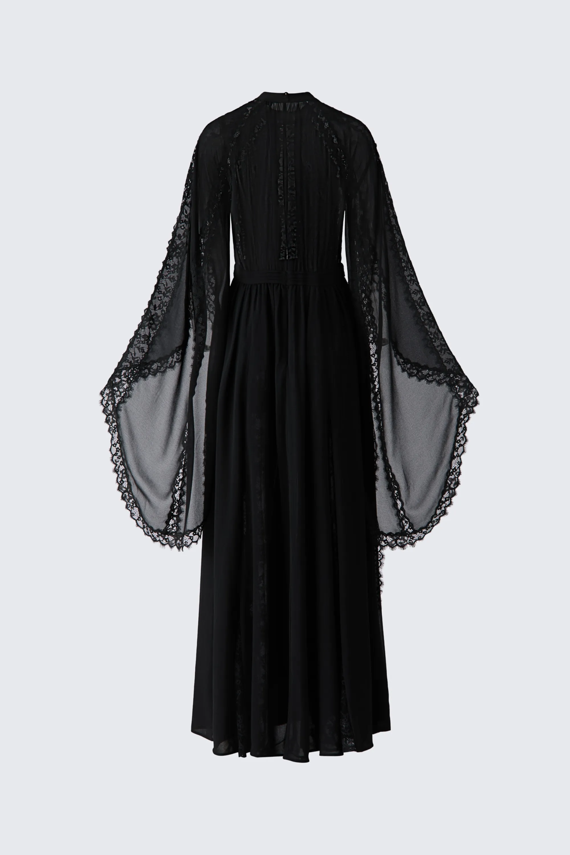 Robe en mousseline avec dentelle - Noir