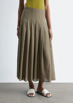 Jupe midi plissée - Vert kaki — photo 3