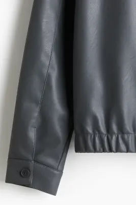 Veste Regular Fit en tissu enduit - Gris foncé — photo 2