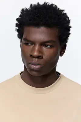 T-shirt Oversized Fit en coton - Beige — photo 2