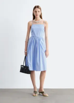 Robe midi en coton - Bleu clair — photo 1