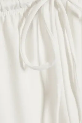 Pantalon ample jambe large taille mi-haute en lyocell - Blanc — photo 4