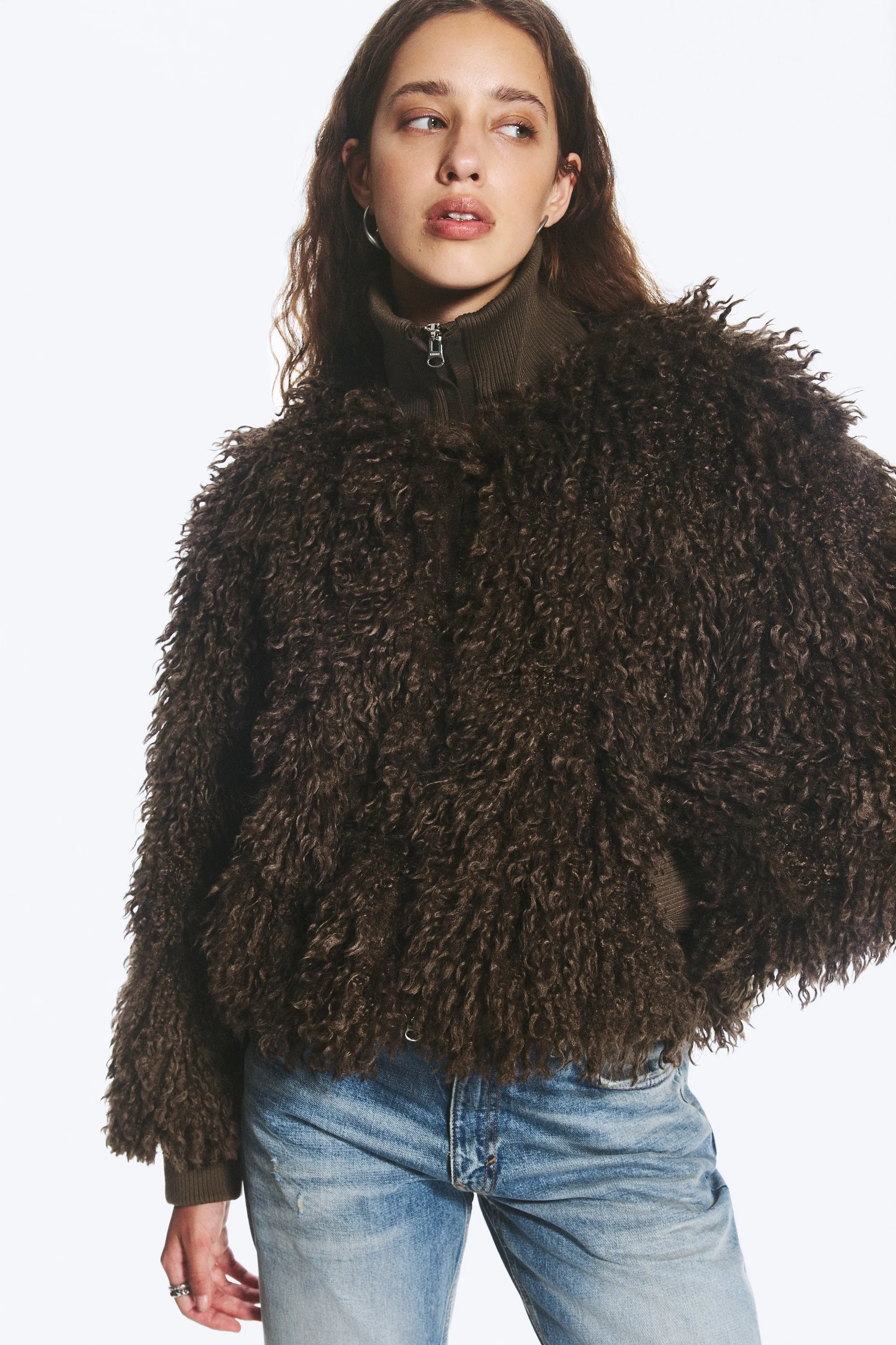 Veste en fausse fourrure - Taupe foncé