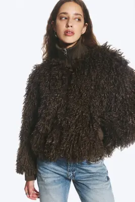 Veste en fausse fourrure - Taupe foncé — photo 1