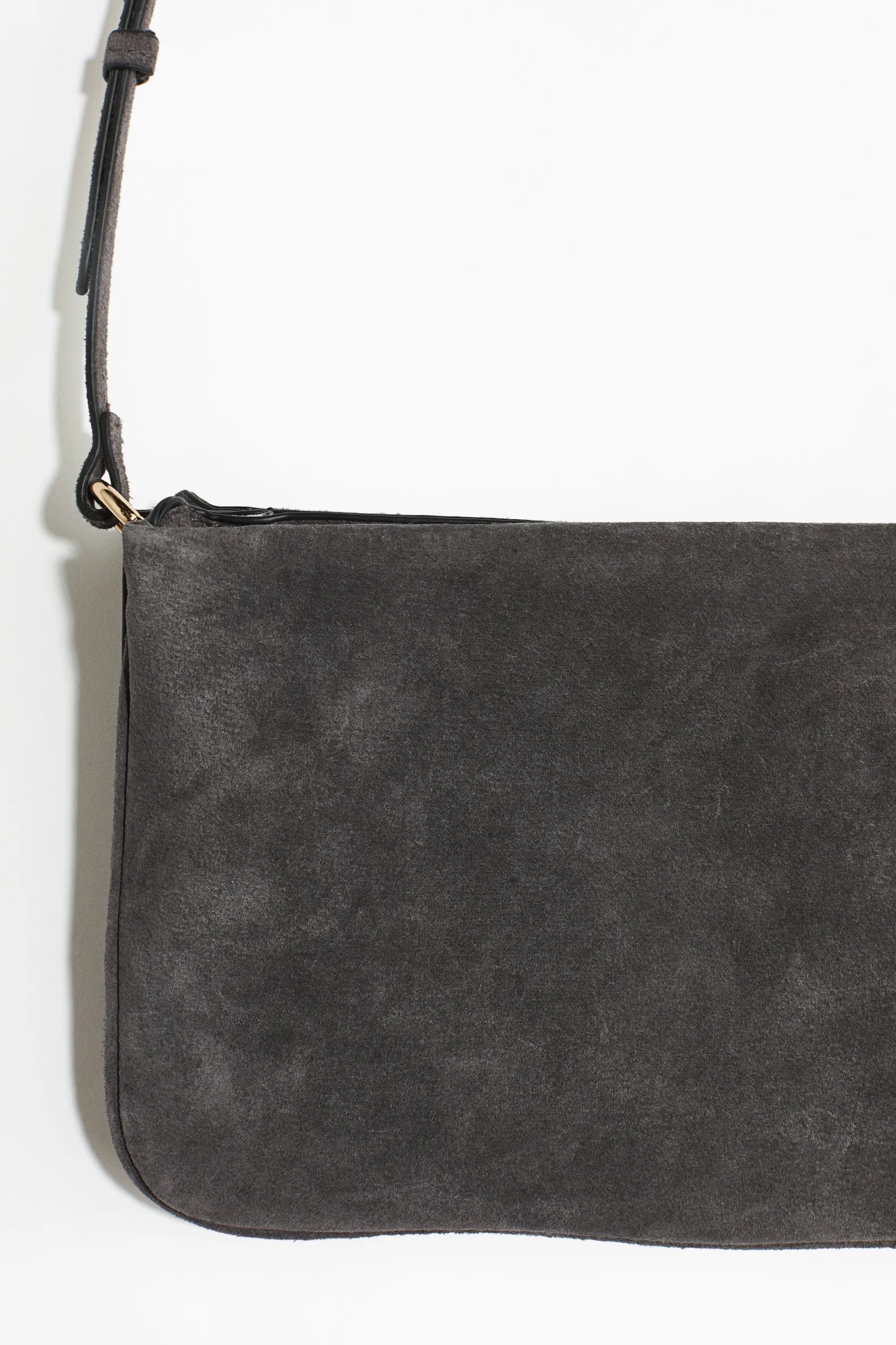 Sac crossbody en cuir velours - Gris foncé
