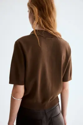 Gilet avec col - Marron foncé — photo 2