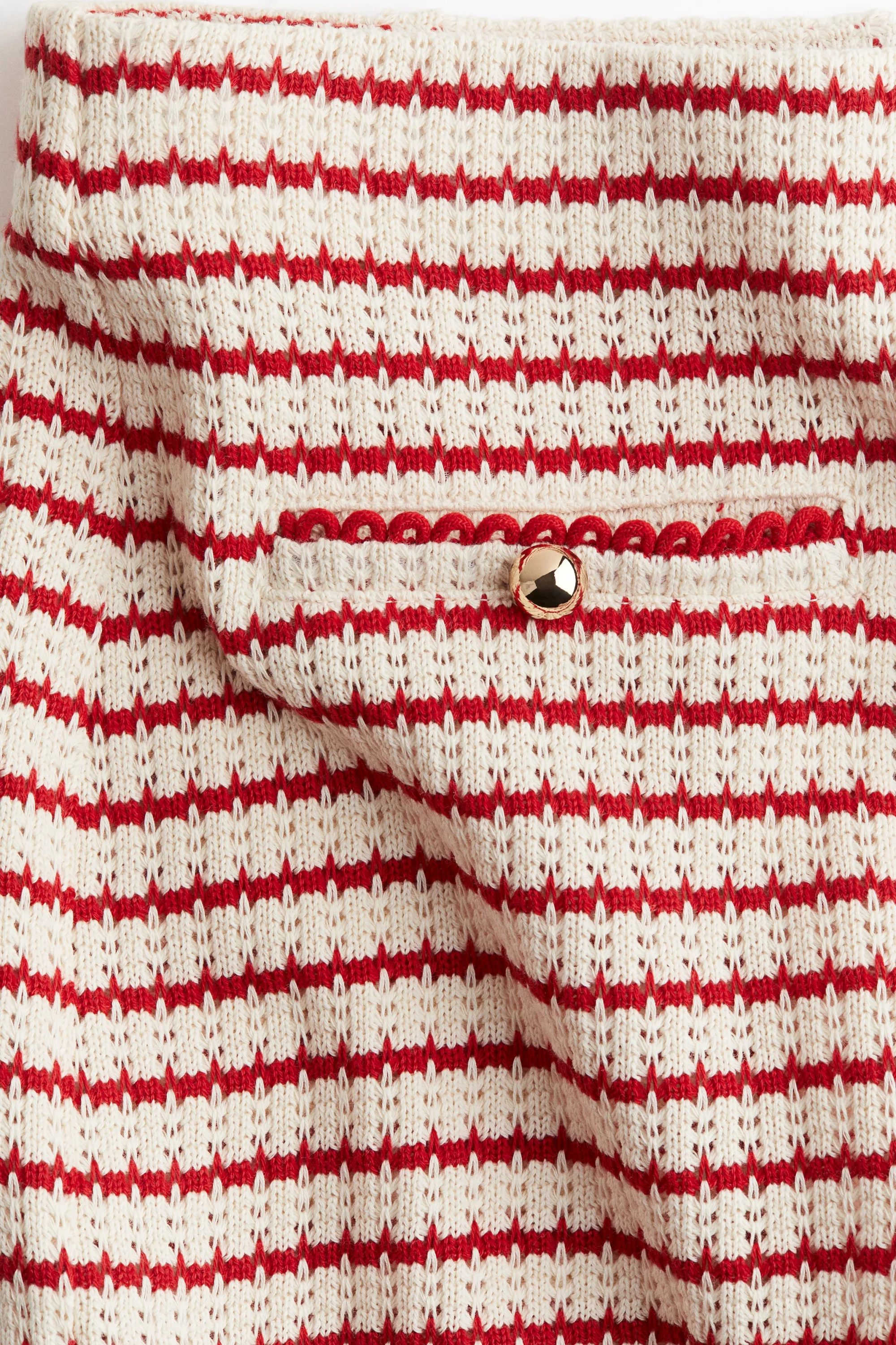Short en maille texturée - Crème/rayures rouges