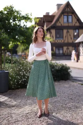 Mara Wrap Skirt - Dusty green floral — photo 1