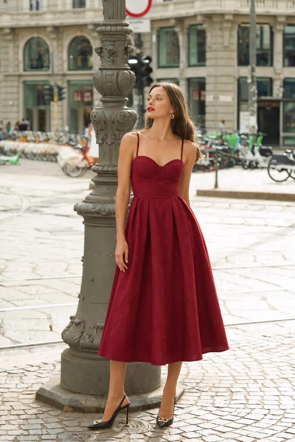 Isla Corset Dress - Dusty red