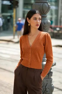 Clary Knit Cardigan - Golden brown — photo 1
