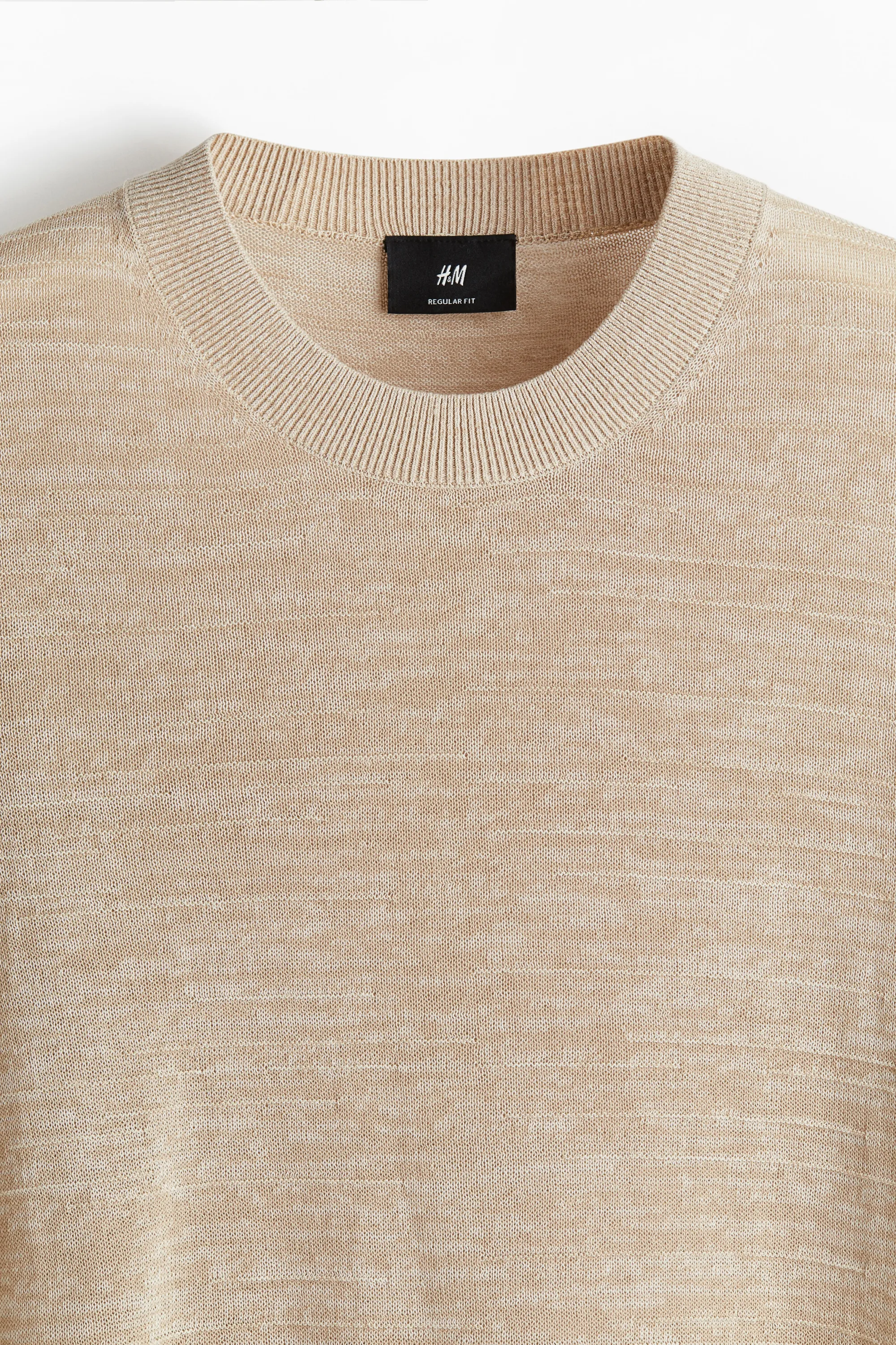 T-shirt Regular Fit en maille fine - Beige chiné